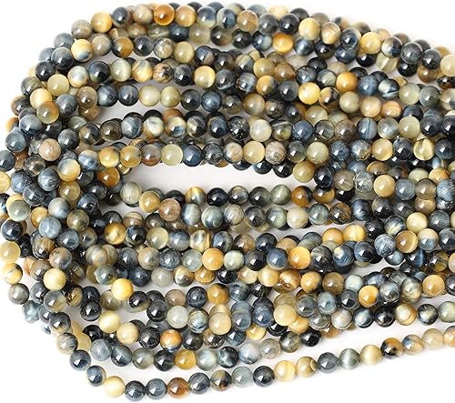 Miniatura 3 de CHEAVIAN 35 cuentas redondas sueltas de ojo de tigre natural de 0.394 in para hacer joyas, pulseras, collares, materiales en 1 hebra de 15 pulgadas