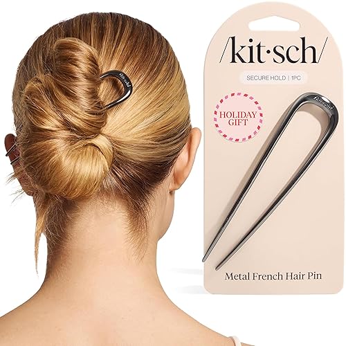 Kitsch - Horquilla francesa de metal para mujer, accesorios elegantes para el cabello, para moños y giros franceses, diseñado para un ajuste seguro