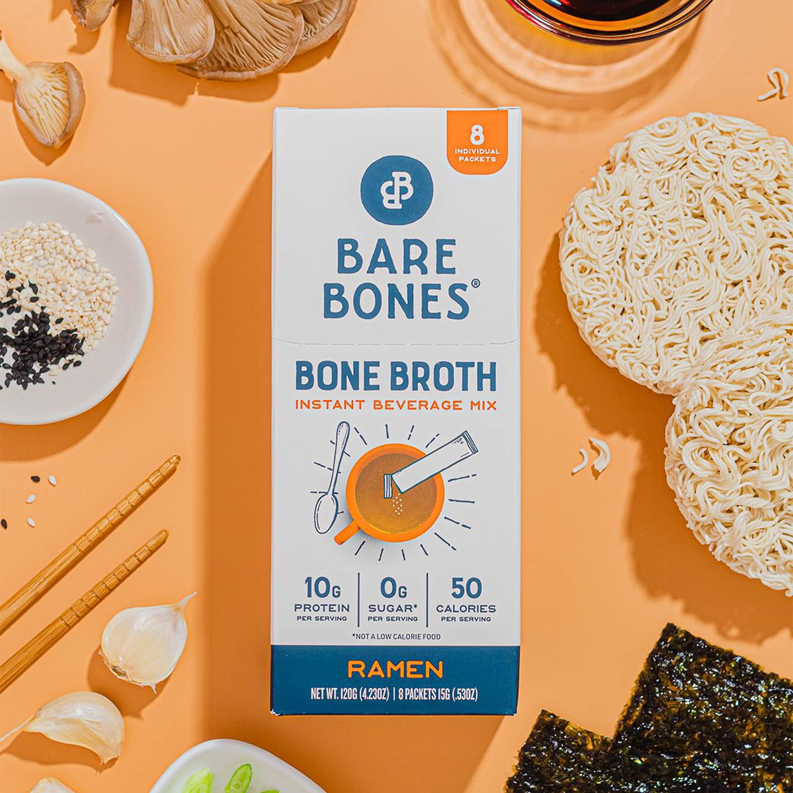 Bare Bones Ramen Bone Broth Instant Powdered Mix Packets 4 Pack
