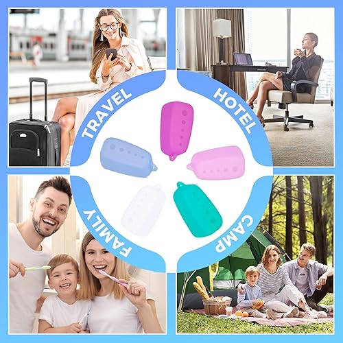 Miniatura 6 de Lapfoon - 5 paquetes de tapas para cepillos de dientes, fundas de silicona para cepillos de dientes eléctricos y cepillo de dientes manual