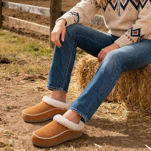 Miniatura 5 de Zigzagger - Pantuflas estilo mocasín con forro polar para mujer, para interiores y exteriores con ante y pelo esponjoso, cómodas y cálidas con suela