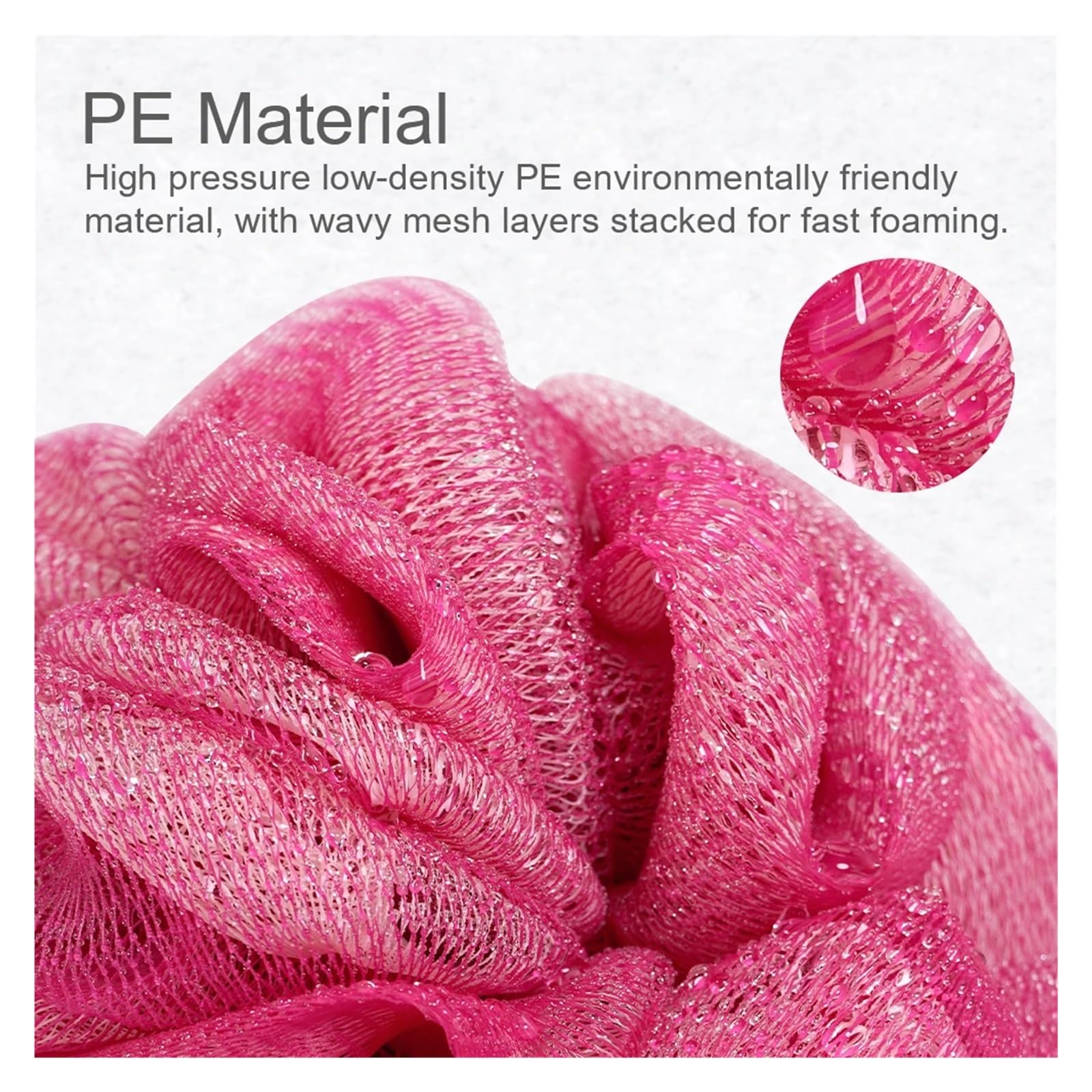 Esponja BañO Esponja de baño de malla extra suave for ducha, paquete de 1/2/3 unidades, exfoliante corporal for mujeres y hombres(Pink-3pcs)
