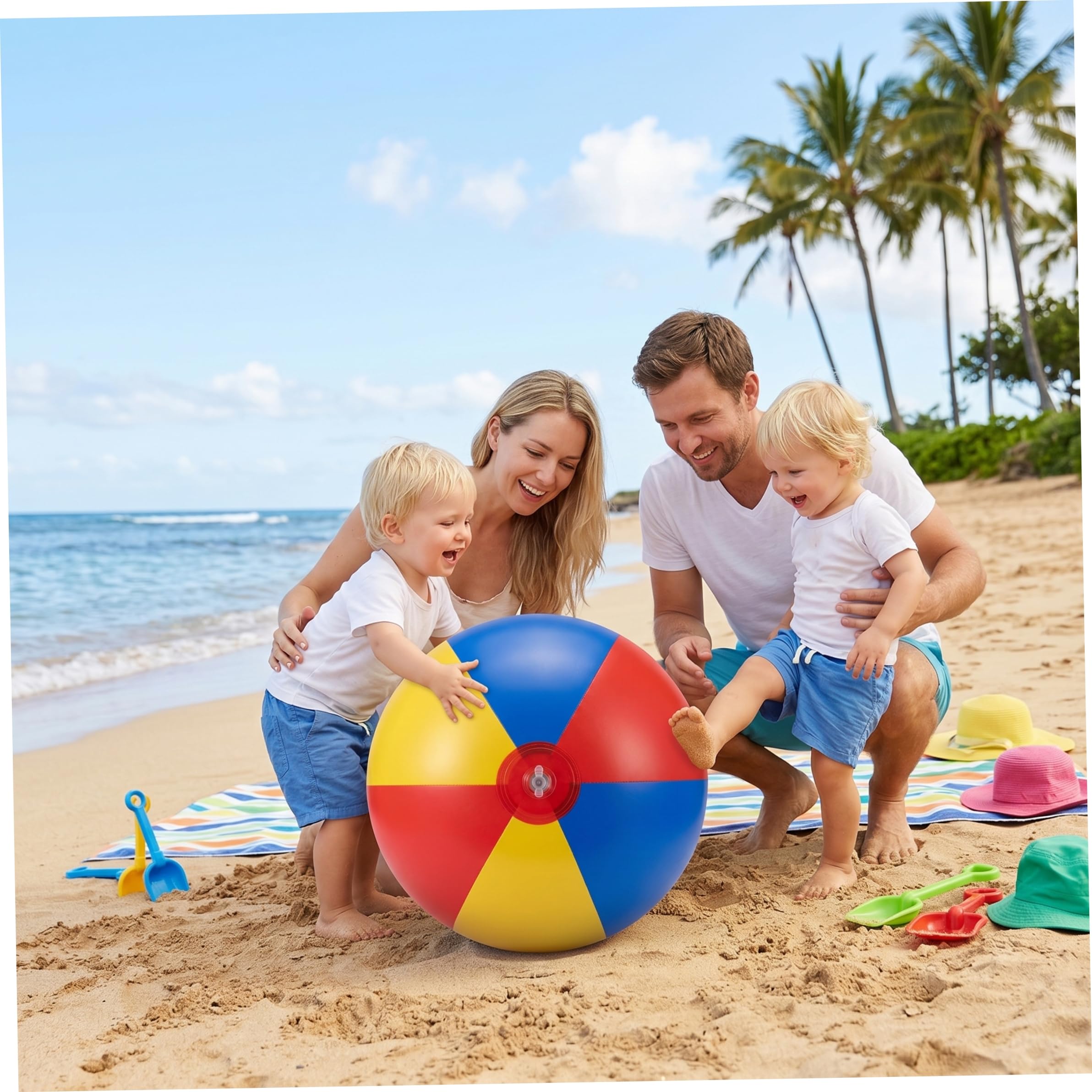 Aufblasbarer Strandball, großer Strandball aus weichem PVC, riesige aufblasbare Bälle für Kinder – Rot, Gelb, Blau, 130 cm