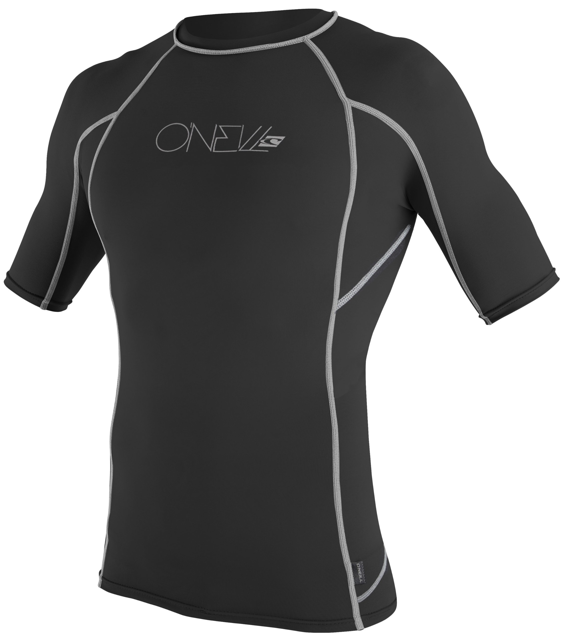 O'Neill Basic Skins Short Sleeve Crew Rash Guard Shirt Black Grey