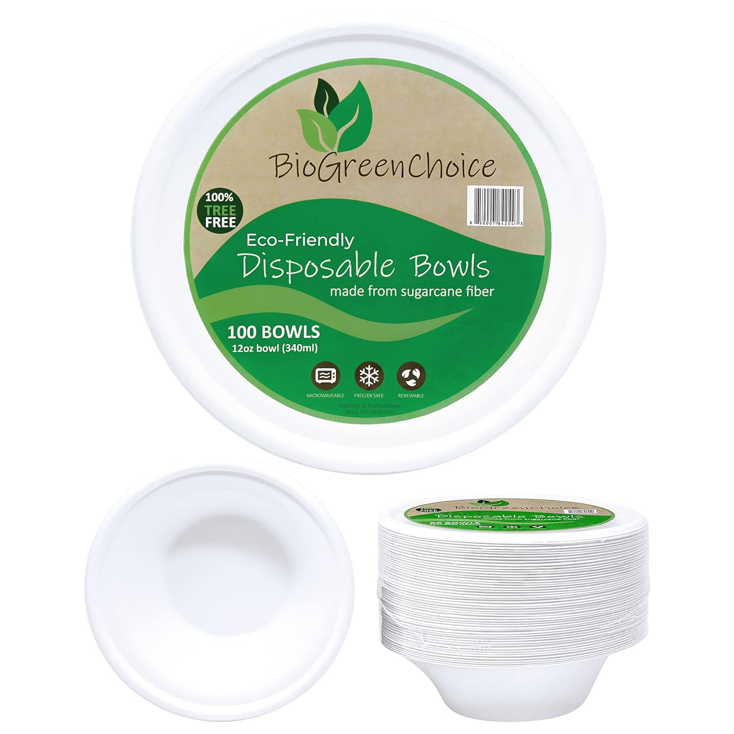 Buy BioGreenChoice 12oz. Compostable FiberMolded Bagasse/Natural Sugarcane Disposable Soup Bowl