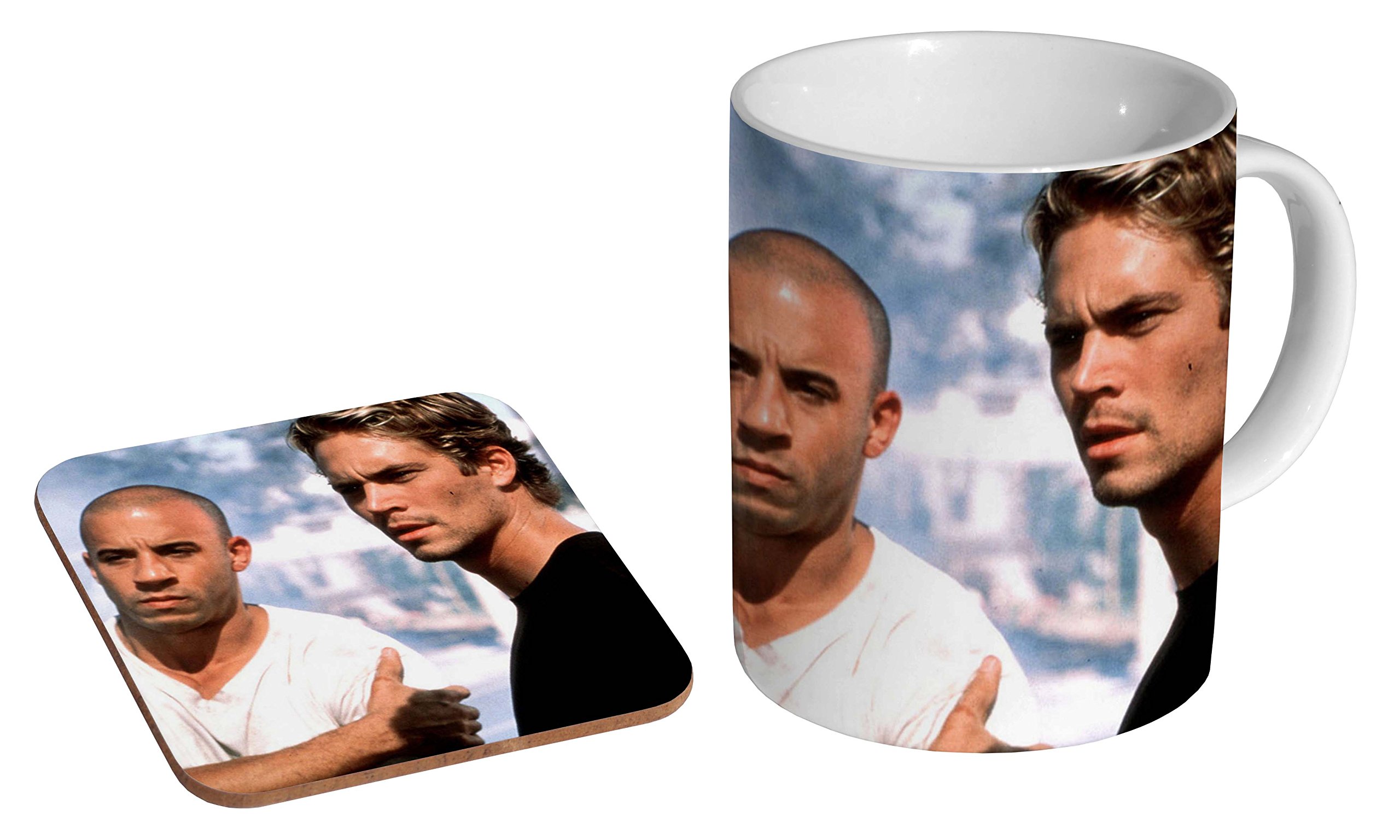 Mugmart White Paul Walker Vin Diesel Classic Ceramic Coffee Mug + Coaster Gift Set …