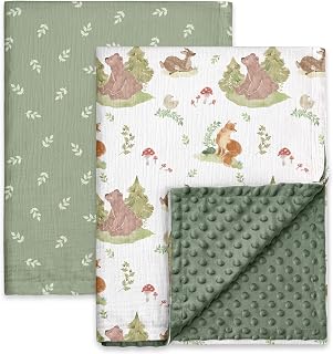 GLLQUEN BABY Muslin Baby Blankets for Boys & Girls, 2-Layer Toddler Blanket