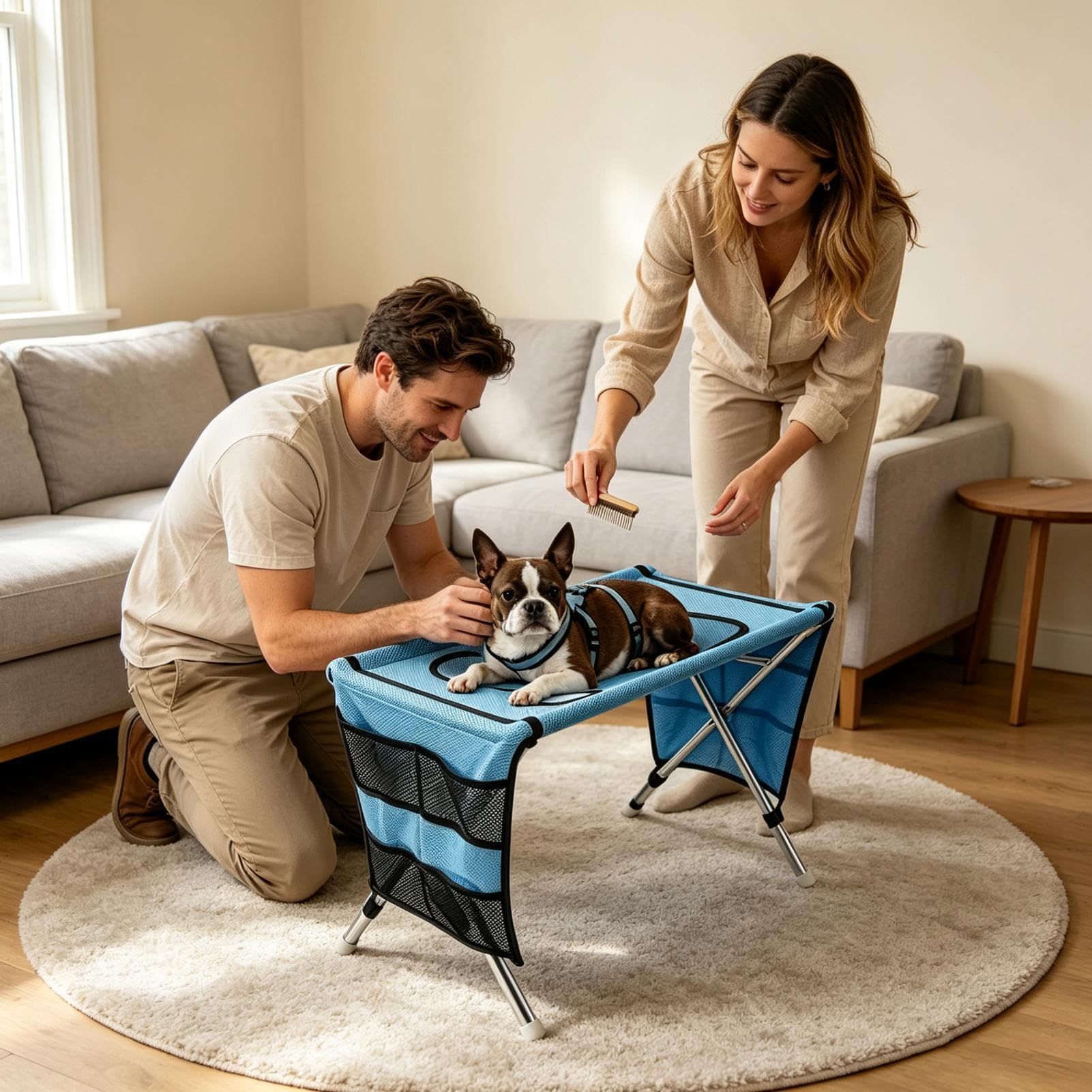 Tapis de toilettage pour animaux de compagnie, kit de support, station