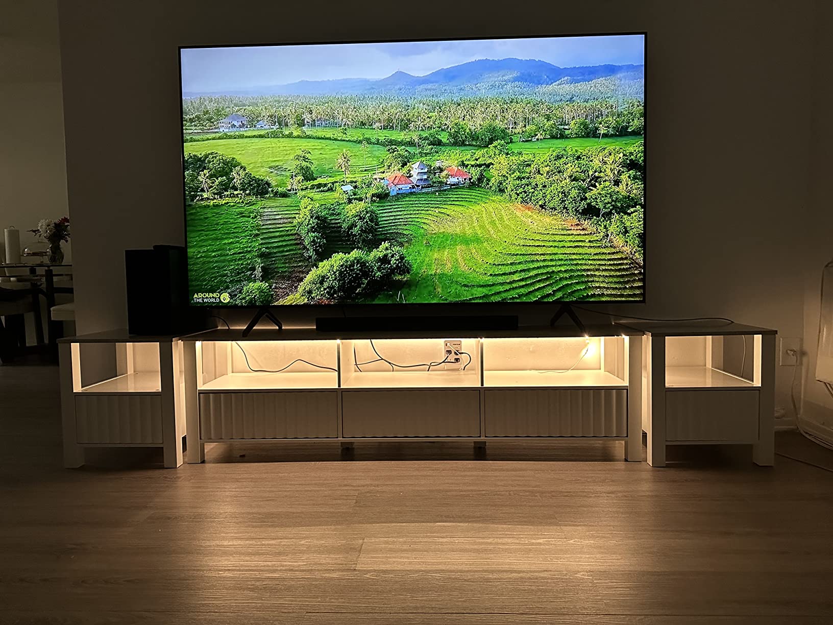 33/mo Finance WAMPAT LED TV Stand for TVs up to 100 Inch, White