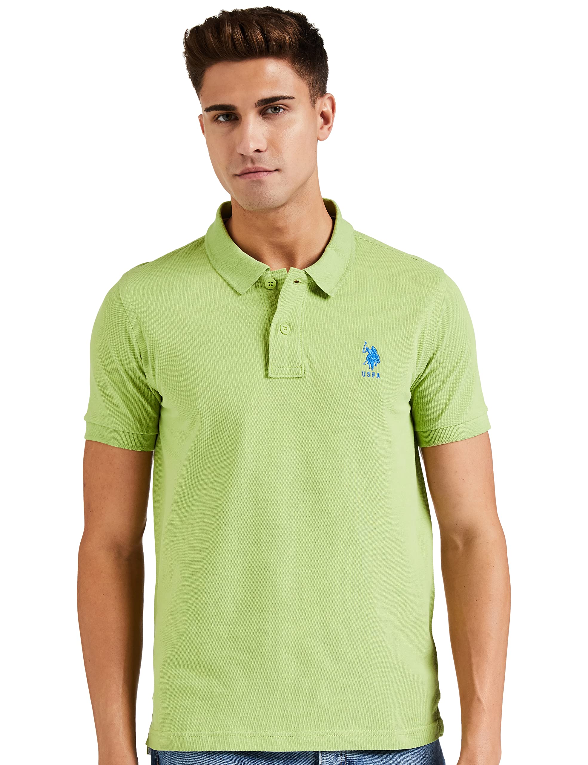 u.s. polo assn. Men's Cotton Regular Fit Half Sleeve T Shirt (Ustshc0056_Green_Xxl)-picture-25