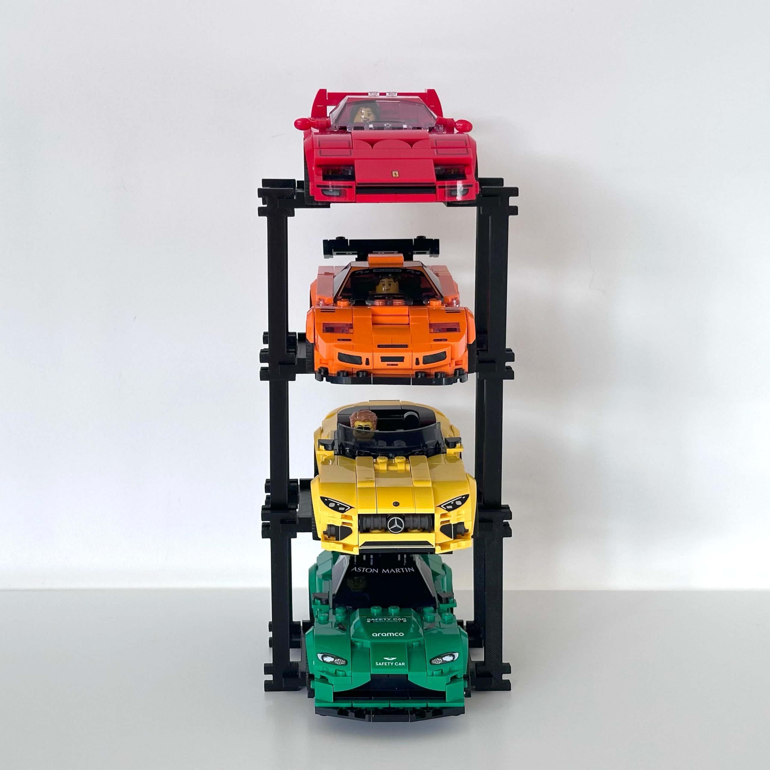 Soporte de exhibición para 4 vehículos Lego Speed Champions - Organizador elegante - Sin configuración de herramientas - Para coches de ladrillo