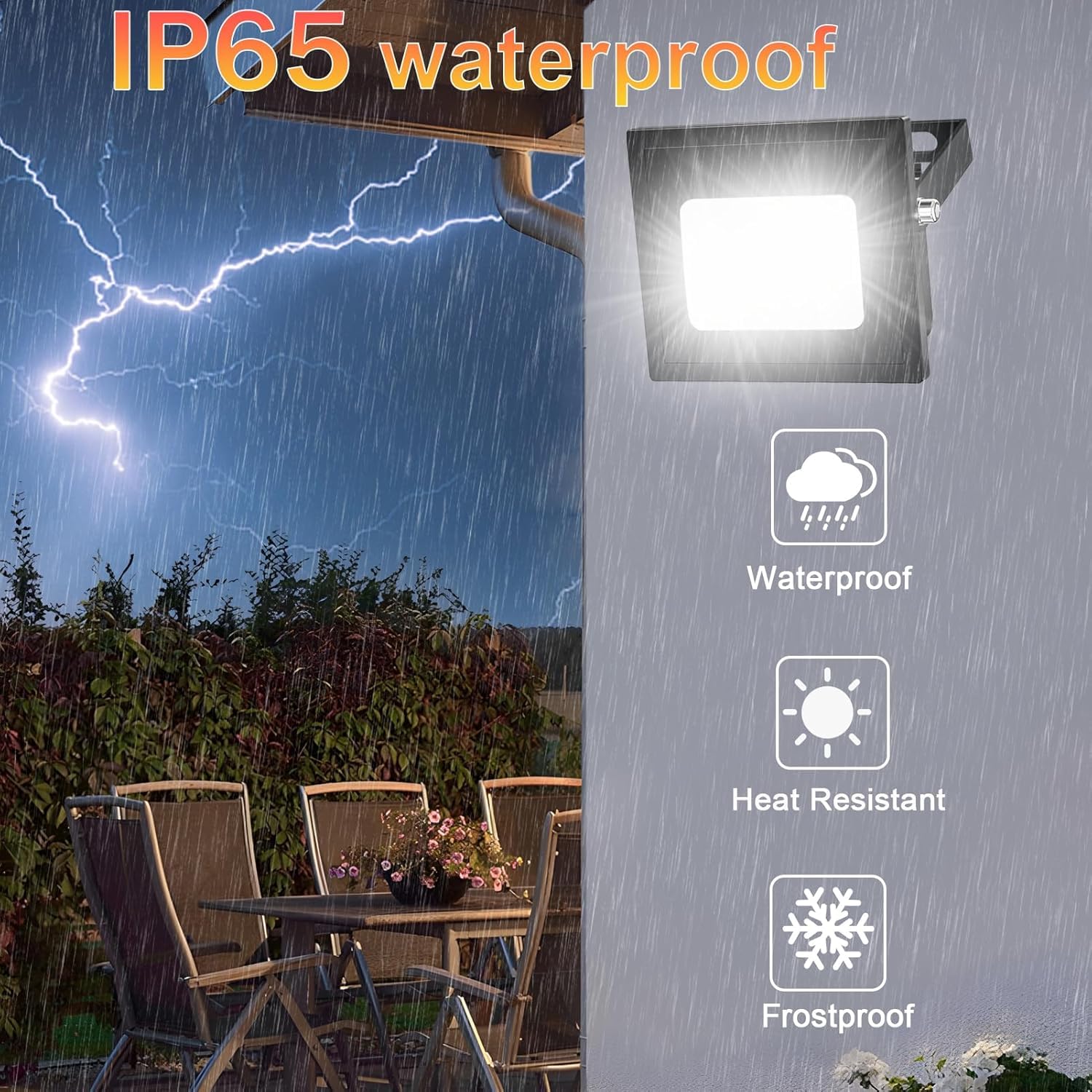 YIQIBRO 20W LED Strahler Außen, 10 Stück 2000LM 6500K Kaltweiß IP65 Wasserdicht Außenstrahler Flutlicht, LED-Scheinwerfer für Garten, Garage, Hof, Außenbeleuchtung, Auffahrt