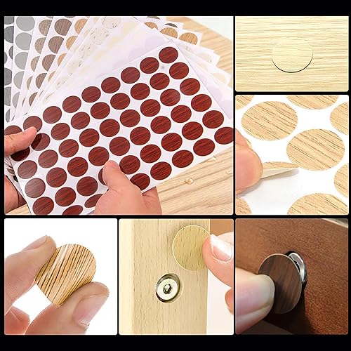 Miniatura 2 de 648 piezas de 12 colores autoadhesivos para agujeros de tornillo, calcomanías de PVC a prueba de polvo para muebles de madera, gabinete, pared,
