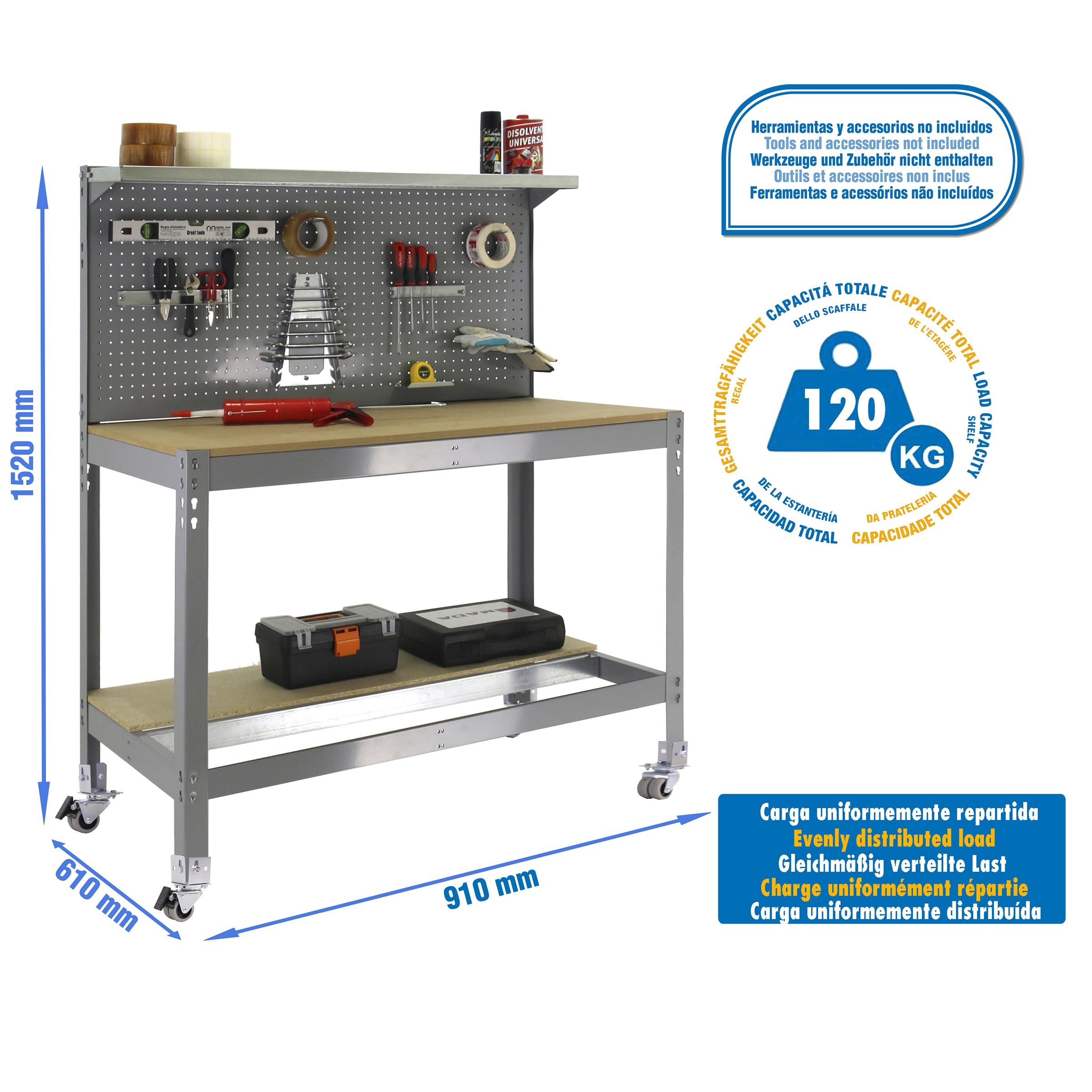 Simon Rack Banco de Trabajo Taller con Ruedas 910x610 mm - BT3