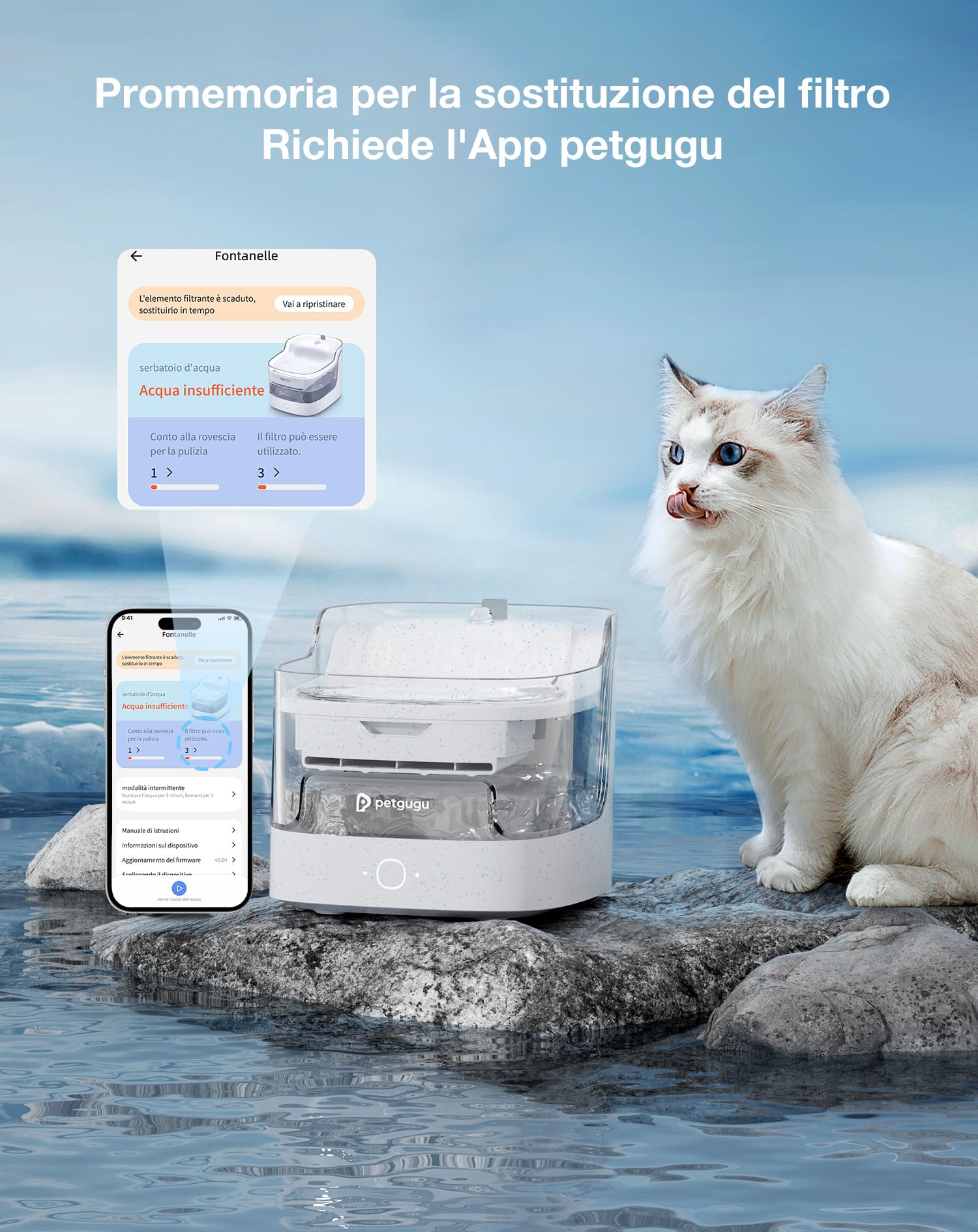 PETGUGU 6PCS Filtro Fontanella per Gatti, Filtro di Ricambio per PF1 e PF1L, Sistema di Filtraggio a 8 Stadi, Filtri Carbone Attivo per Acqua Pulita e Fresca e Animali Domestici Sani