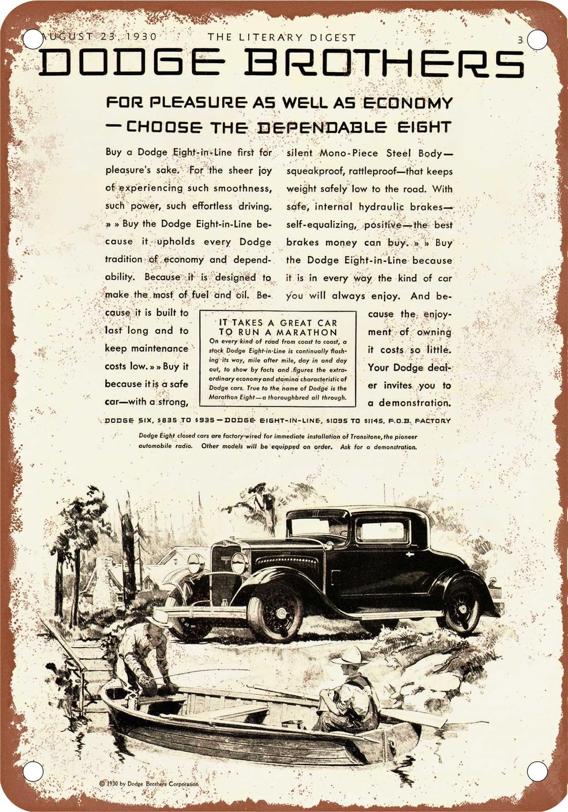 METAL SIGN - 1930 Dodge Vintage Ad 02 - Old Retro Rusty Look home decor