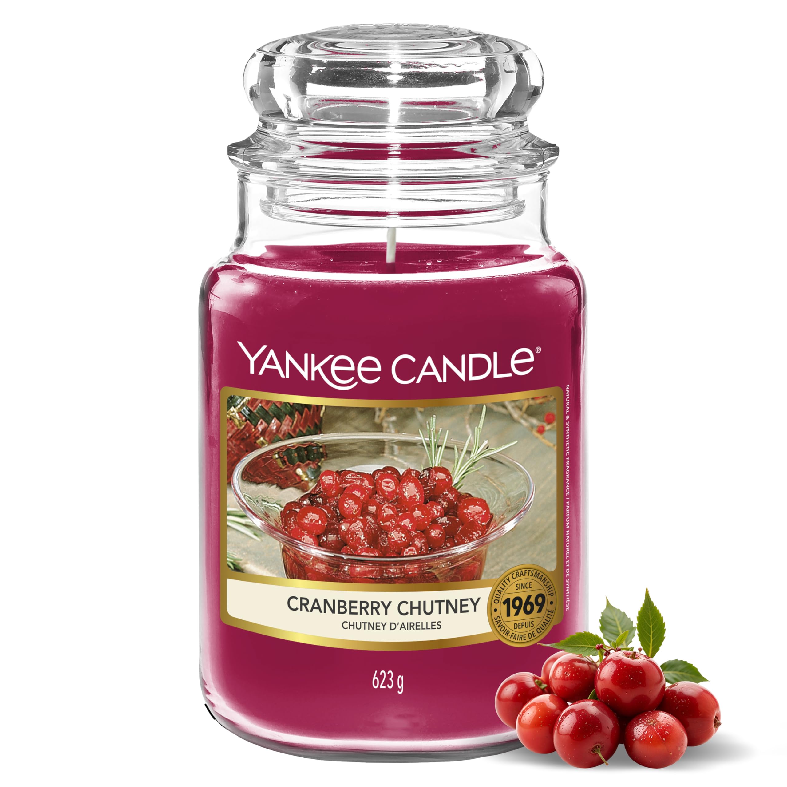 Yankee Candle Candela profumata in giara grande, Cranberry Chutney, Durata Fino a 150 Ore, Regali ottimi per le donne