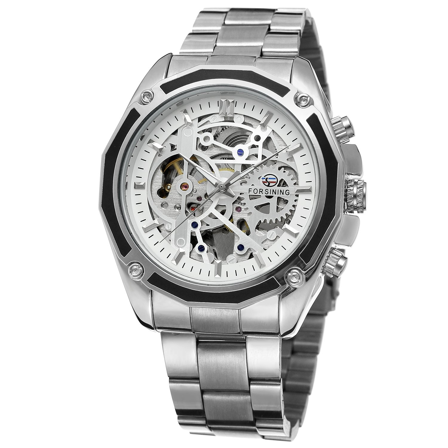 FORSINING Mens Branded Automatic Chinese Movt Stainless Steel Bracelet Unique Watch Clock FSG8130M4S1 (B073W6WBV4) Amazon Price History, Amazon Price Tracker