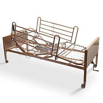 Semi Electric Hospital Bed for Home Use with Full Rails - Medical Bed for Long Term Care and Medical Facilities - 36" x 80", Adjustable Height Range and Hi Lo