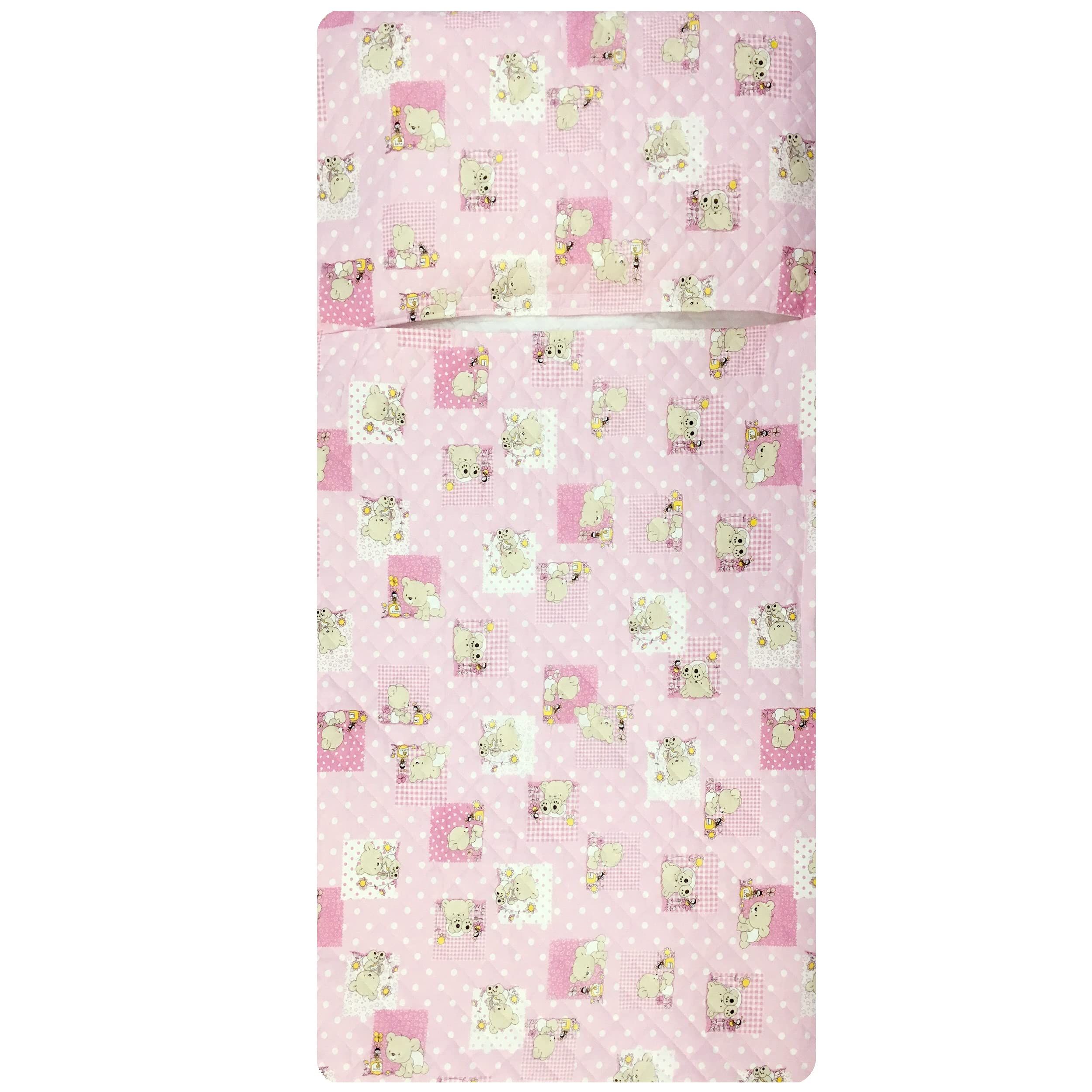 Panini Tessuti Saco de Dormir y Saco de guardería para bebés de 2 a 6 años - Tejido Acolchado 100% algodón, para Dormir en la guardería y en casa - Made in Italy (Saco de Dormir Osos y Abejas Rosas