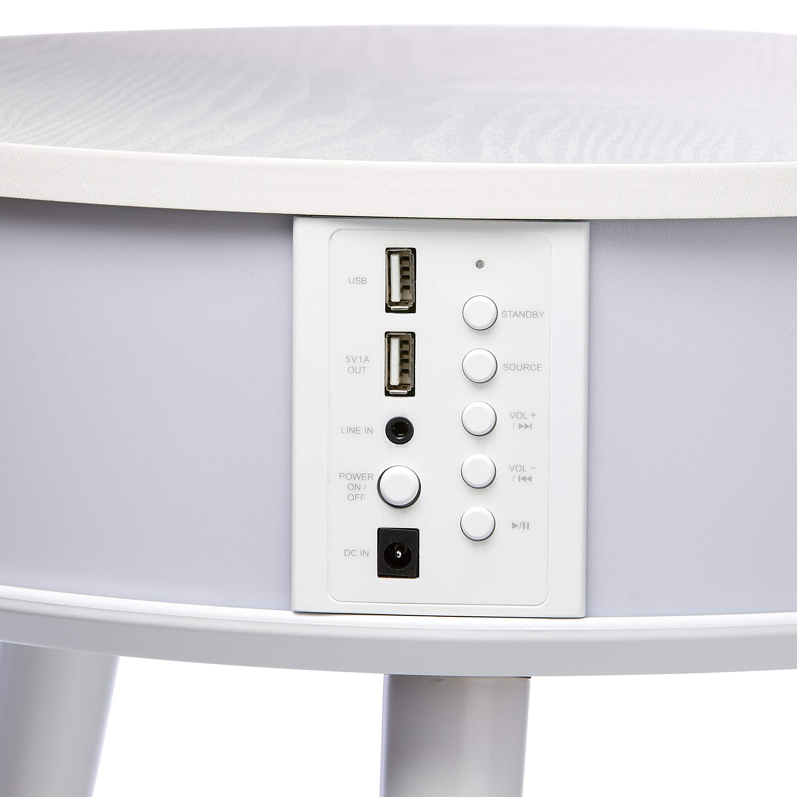 Northpoint Tragbarer Aufladbarer LED Tisch mit Licht und Bluetooth Lautsprecher mit Farbwechsel und Wireless Charger Weiß