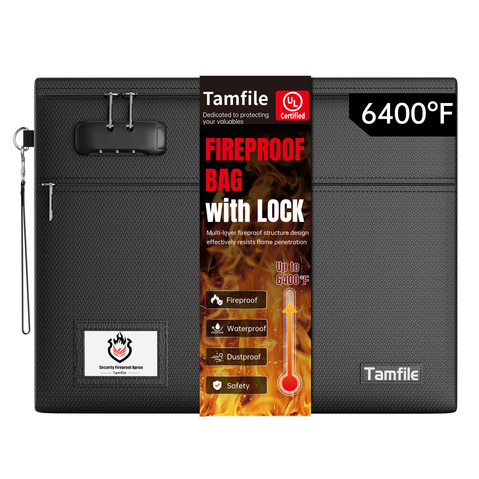 Tamfile 6400°F Feuerfeste Dokumententasche, mit Schloss, 38x