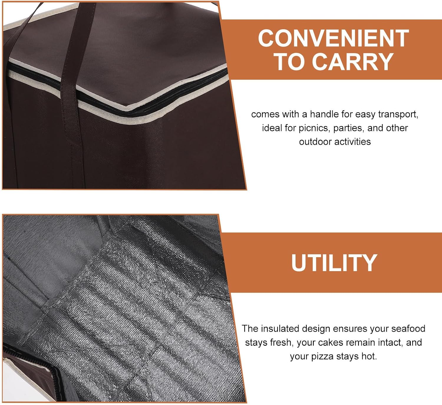Large Capacity Aluminum Insulated Takeaway Bag with Handles Lightweight Non-woven Fabric Thermal Food Warmer Bag for Outdoor Deliveries Spacious Design for Food