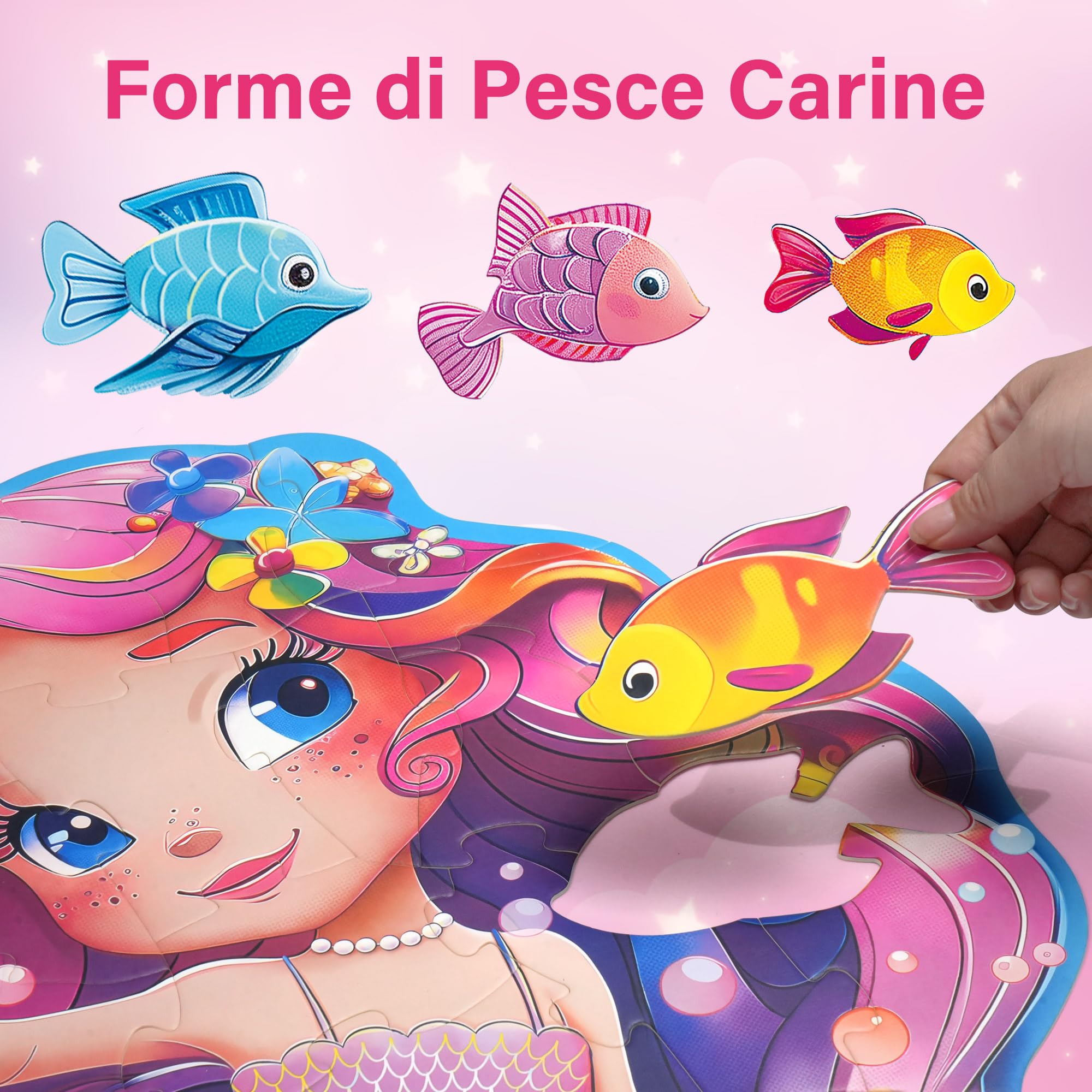 Puzzle Bambini 4 Anni XXL Sirene 52 Pezzi 66 x 70 cm Giochi Educativi 3-8 anni