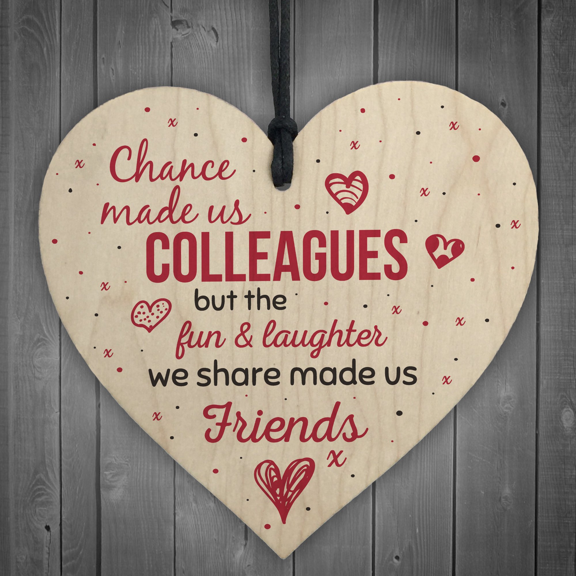 Red Ocean Chance Made Us Colleagues Heart Plaque Sign Friendship Friend Gift Thank You Leaving Gift