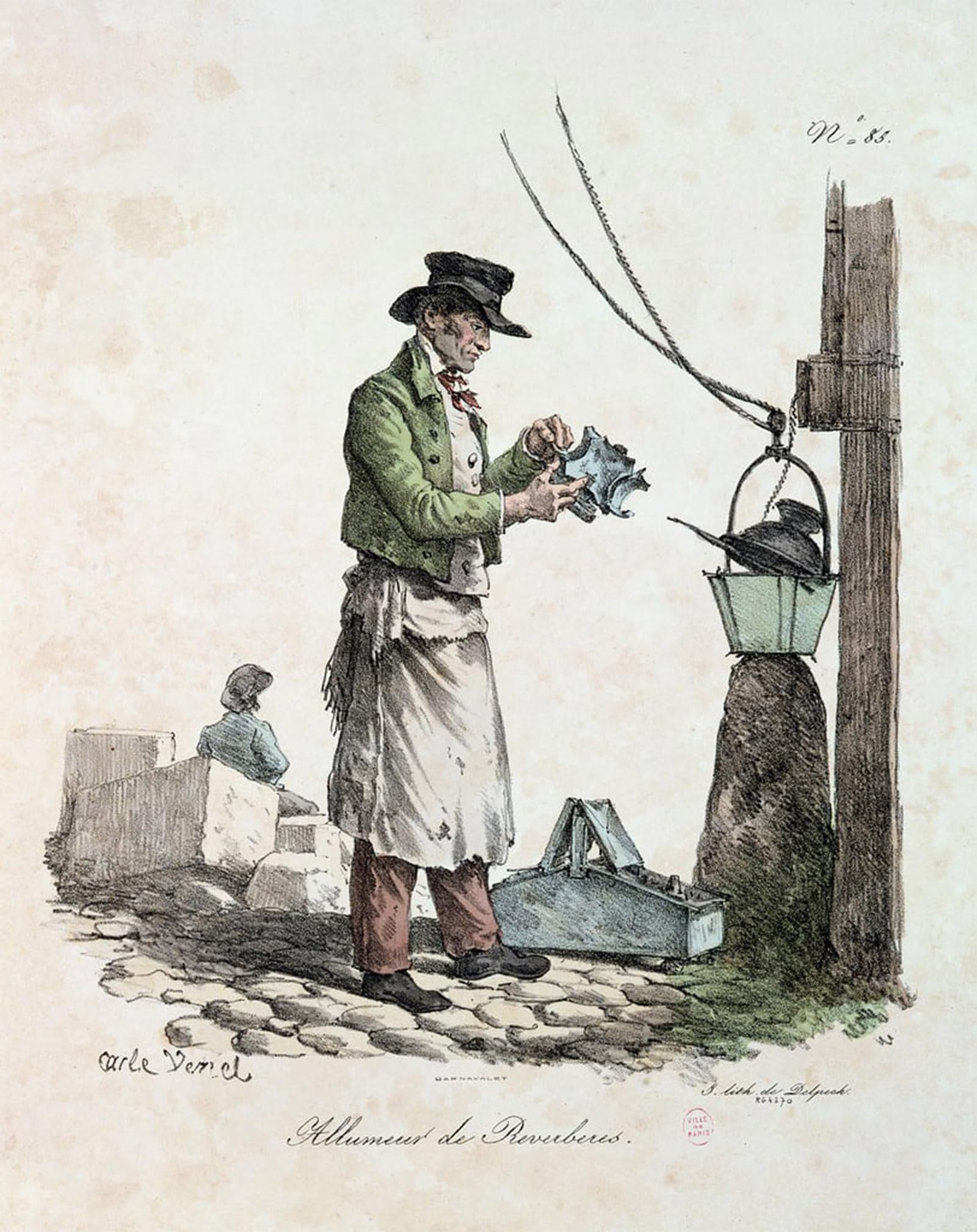POSTERIIk Famous Modern Artwork Art Mural the Lamplighter Engraved by Antoine Charles Horace Vernet Oil Paintings Pictures for Home Decor 60x90cm