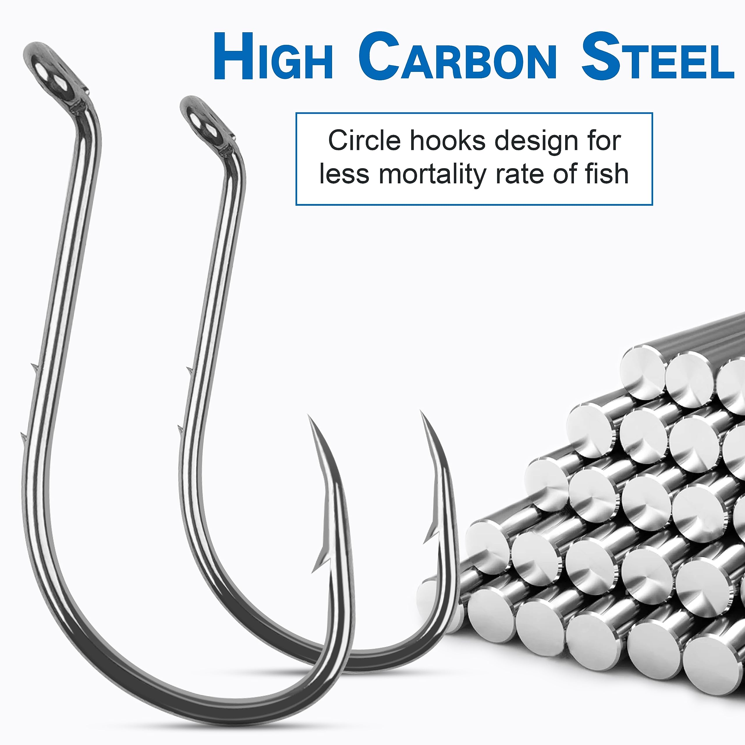 Octopus Fishing Hooks - 120pcs Barbed Baitholder High Carbon Steel Offset Circle Hooks, Extra Sharp Jig Fish Hook for Freshwater Saltwater, Size 8-6/0
