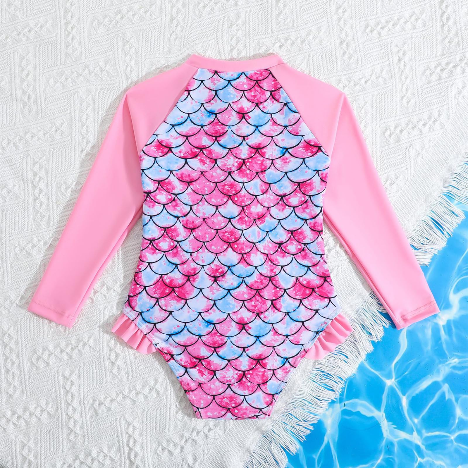 WYTbaby Maillot de bain une pièce sirène à manches longues pour fille de 3 à 8 ans