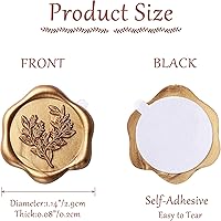Vista 3 de Yoption Pegatinas de sello de cera de eucalipto, paquete de 50 pegatinas de sello de sobre autoadhesivas doradas antiguas para boda, fiesta
