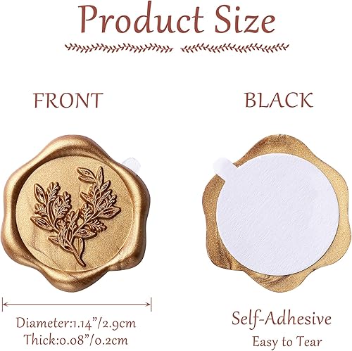 Miniatura 2 de Yoption Calcomanías de sello de cera de eucalipto, paquete de 100 calcomanías autoadhesivas de oro antiguo para boda, fiesta, cumpleaños, Navidad