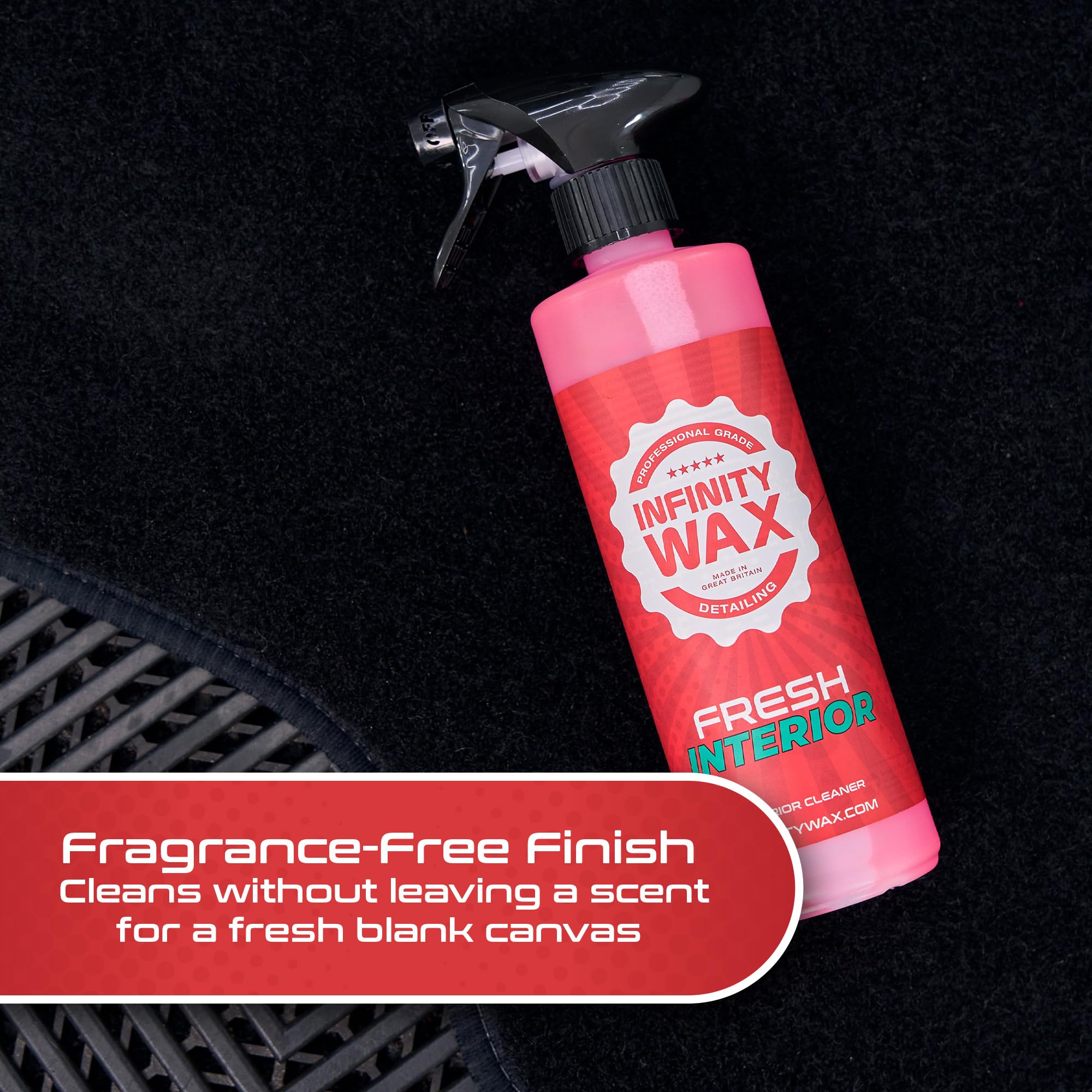 Infinity Wax Fresh Interior 5L Nettoyant intérieur Anti-bactérien pour sièges de Voiture, Tapis et Plastiques Faible Mousse, sans Parfum, dilue Jusqu’à 200:1