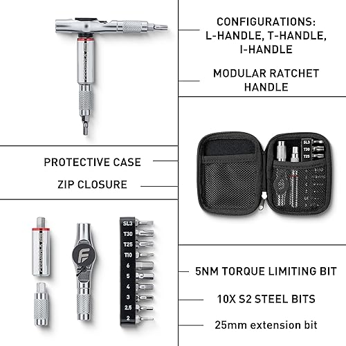 Miniatura 3 de Feedback Sports  Kit de trinquete de par fijo Reflex 5Nm  Juego de mini trinquete compacto con 10 brocas de acero S2 para un mantenimiento preciso