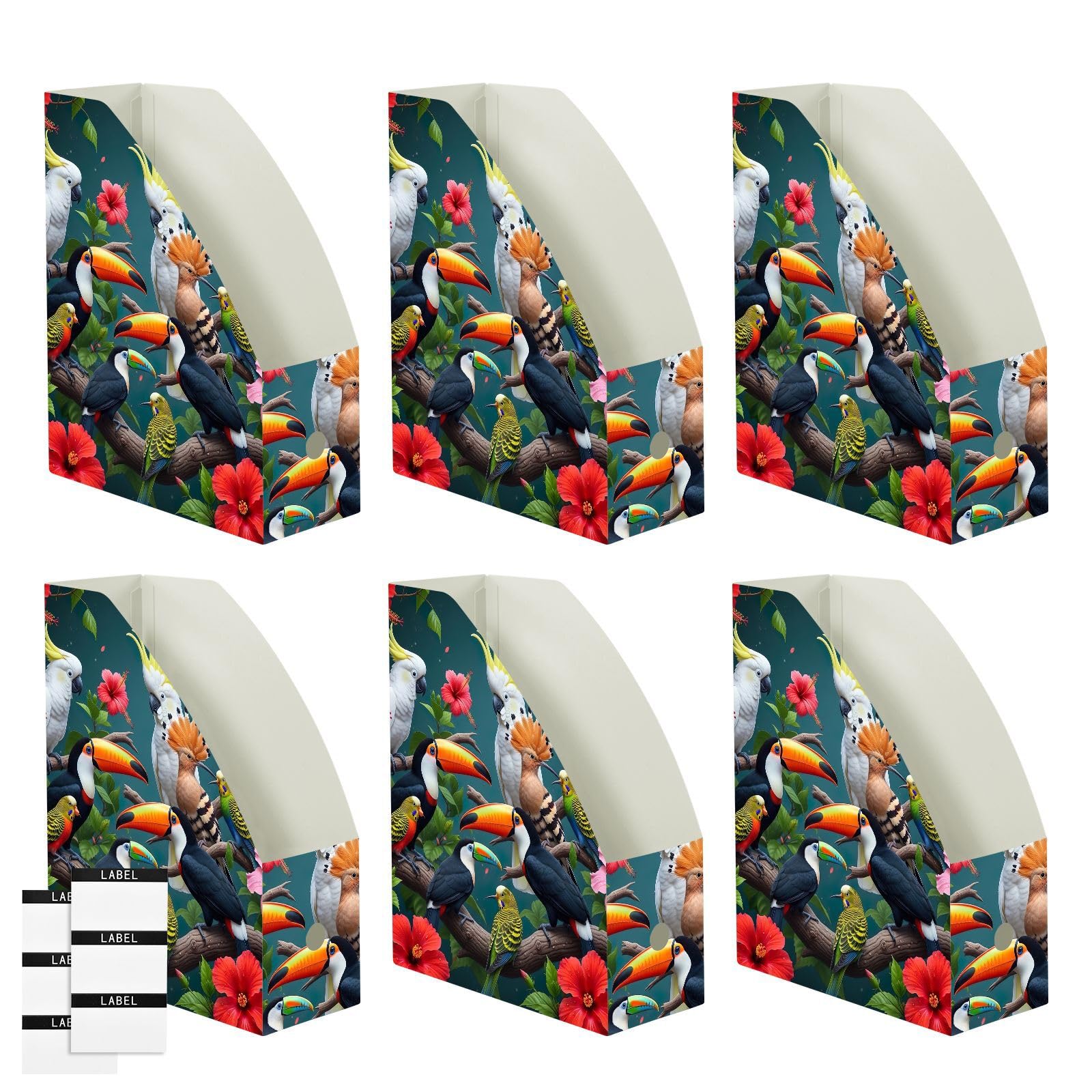 Organizer verticale per file con uccelli tropicali