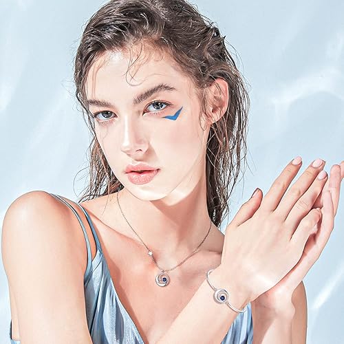 Miniatura 4 de FANCIME Pulseras de piedra natal de plata de ley 925 con dije de luna y estrella, joyería fina, regalo de cumpleaños, aniversario, día de Navidad,