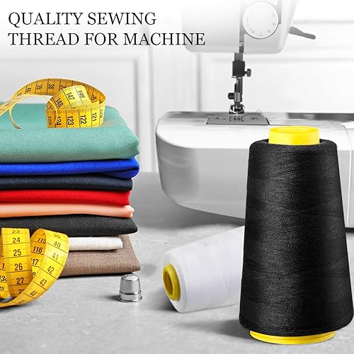 Miniatura 4 de BBTO 6 rollos de hilo de 3000 yardas cada bobina de hilo para máquina de coser hilo de poliéster para máquina de coser Serger Overlock acolchado
