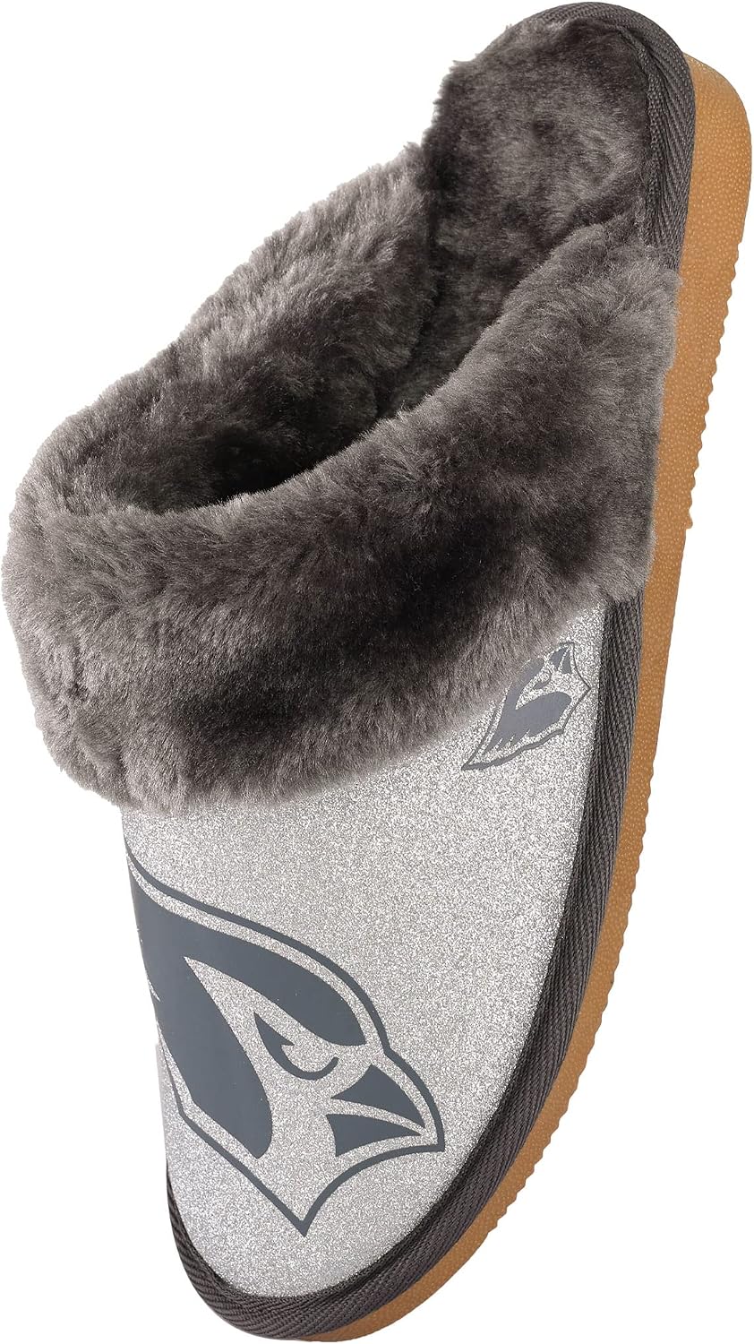 FOCO Womens NFL Team Logo Glitter Open Back Moccasin