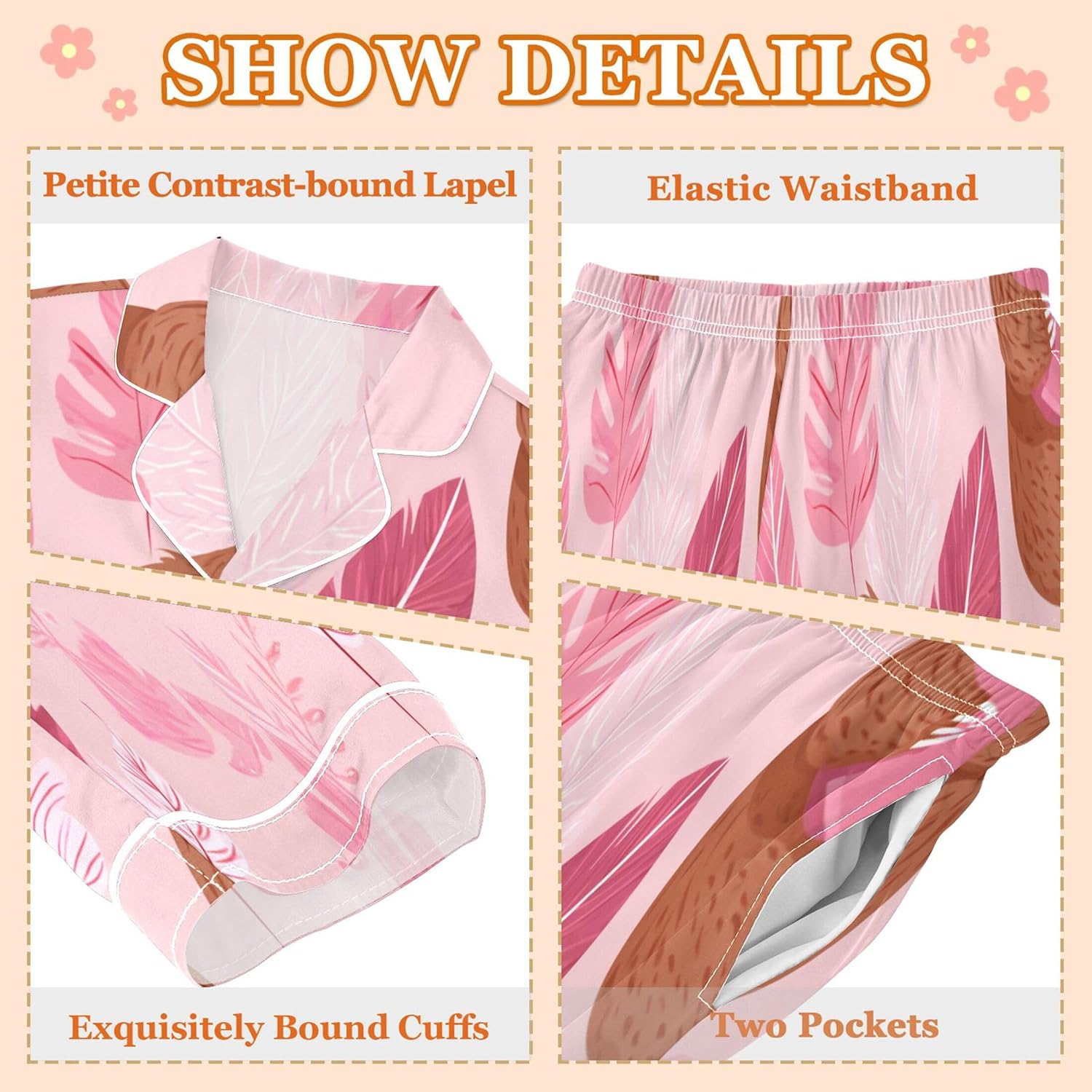 Silk Pajama Sets Long Sleeve Pajamas Soft Sleepwear 2 Piece Pjs Set
