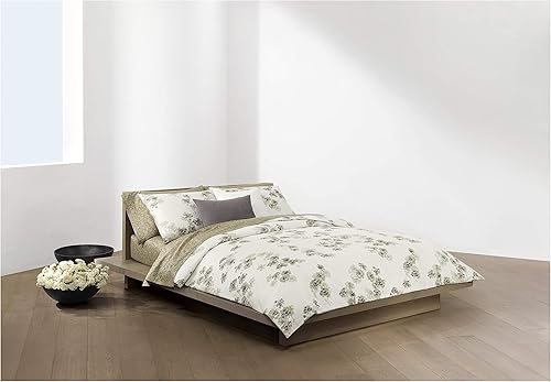 Calvin Klein Sandstorm Flora Duvet Cover Set, FullQueen, Parchment