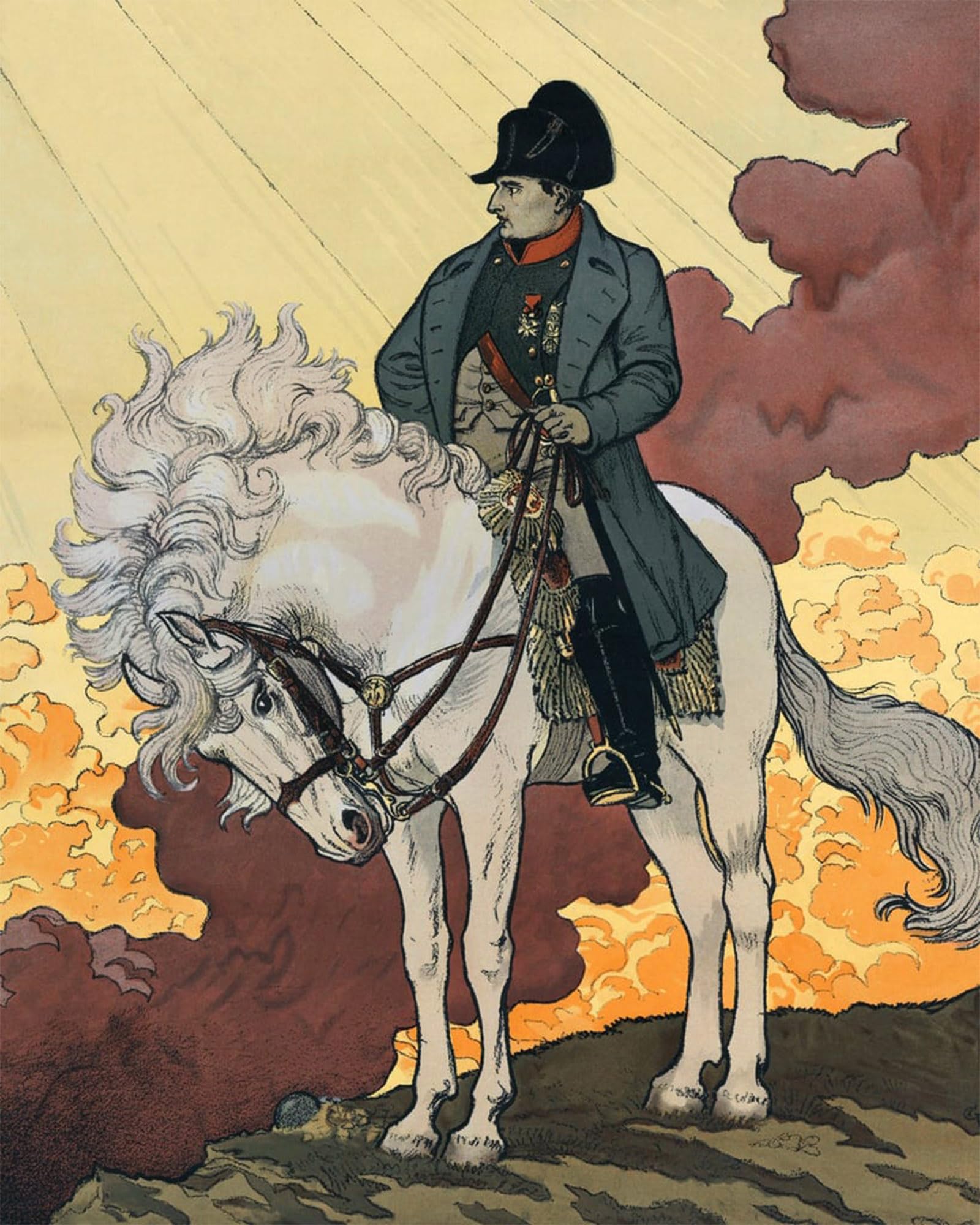 RZHRHJES Famous Painting Poster Art Canvas Print Retro Picture a New Life of Napoleon I Bonaparte by Eugene Grasset Poster Wall Art for Office Decor 60x90cm