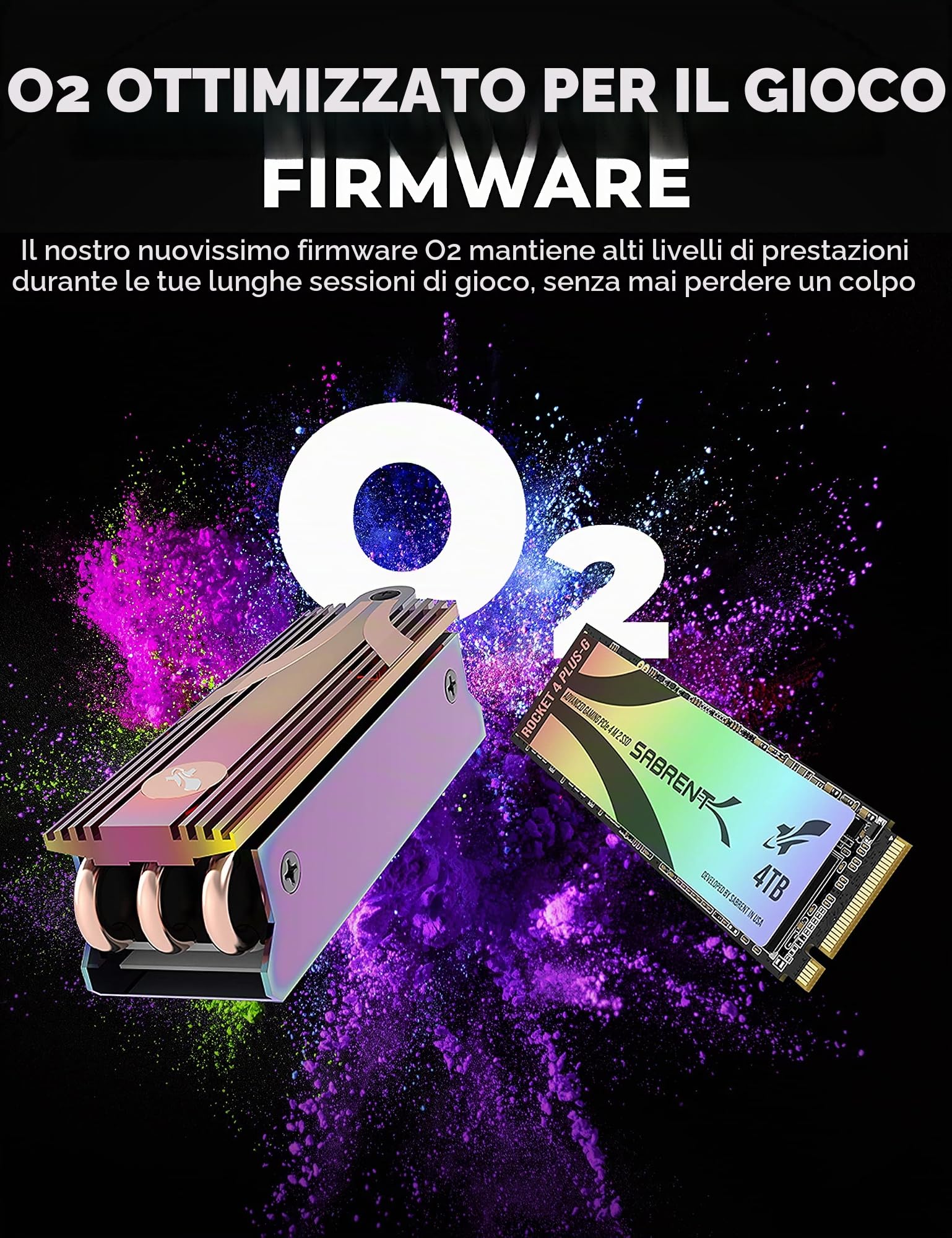 SABRENT SSD 4TB, SSD interno, SSD NVMe PCIe M.2 2280, Disco a stato solido ad alte prestazioni, Gen 4, fino a 7Gbps, Rocket 4 Plus-G con dissipatore di calore (SB-RKTG-GHSK-4TB)
