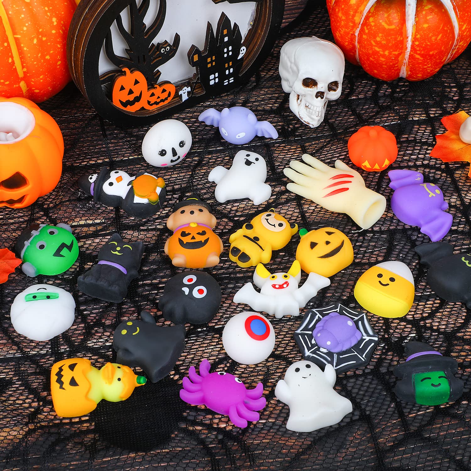 VEYLIN Halloween Squishy Toys, 24 Pieces Stress Reliever Mochi Squishies for Goody Bags and Party Favors, Multicolor - Image 2