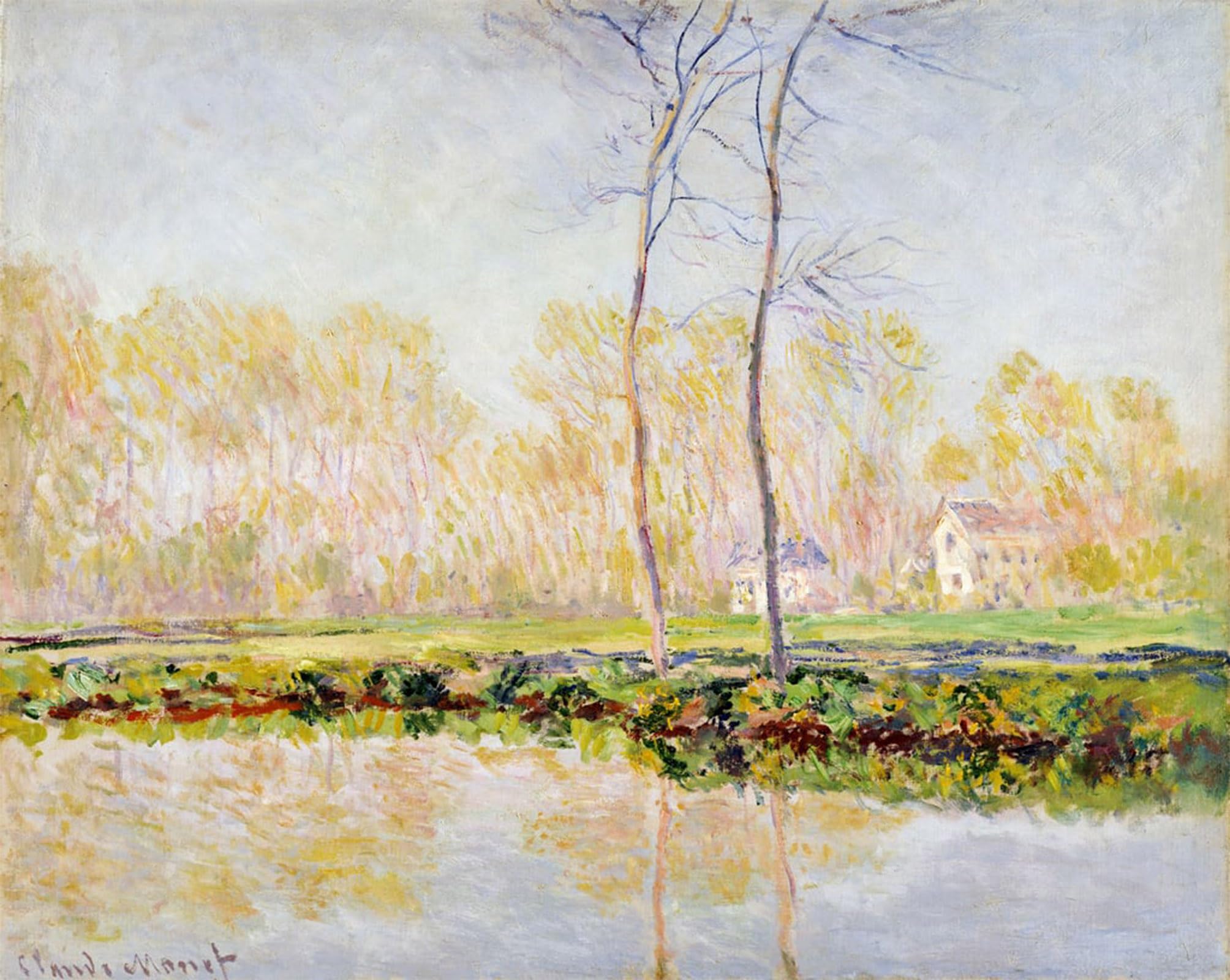 POSTERIIk Vintage Art Print Images Pictures Print the Banks of the River Epte At Giverny by Claude Monet Modern Colour Posters for Office Home Decor 60x90cm