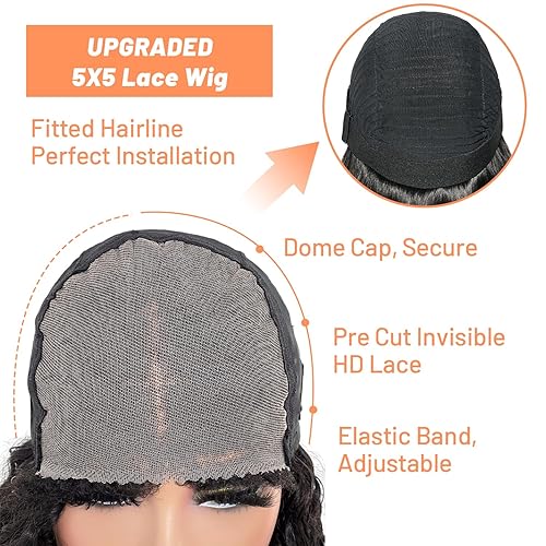 Miniatura 5 de SUPERNOVA Ready To Go Pelucas de cabello humano sin pegamento prearrancado sin pegamento recto Bob peluca de cabello humano mejorado, sin pegamento,