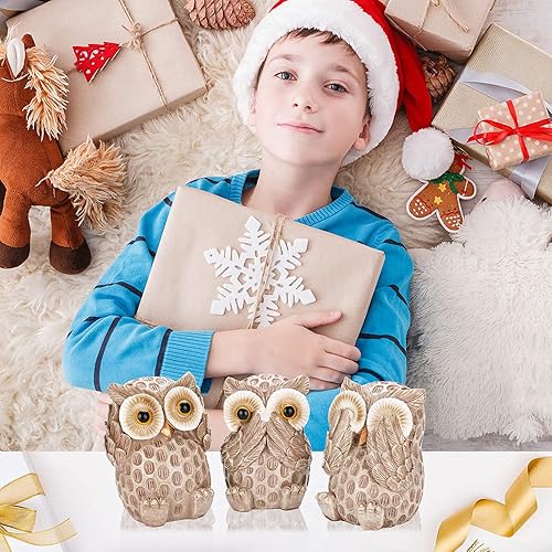 Miniatura 2 de Estatua de búho para decoración del hogar, sala de estar, soporte de TV, oficina, baño, estante de mantel, decoración de estantería. Escucha, no, no