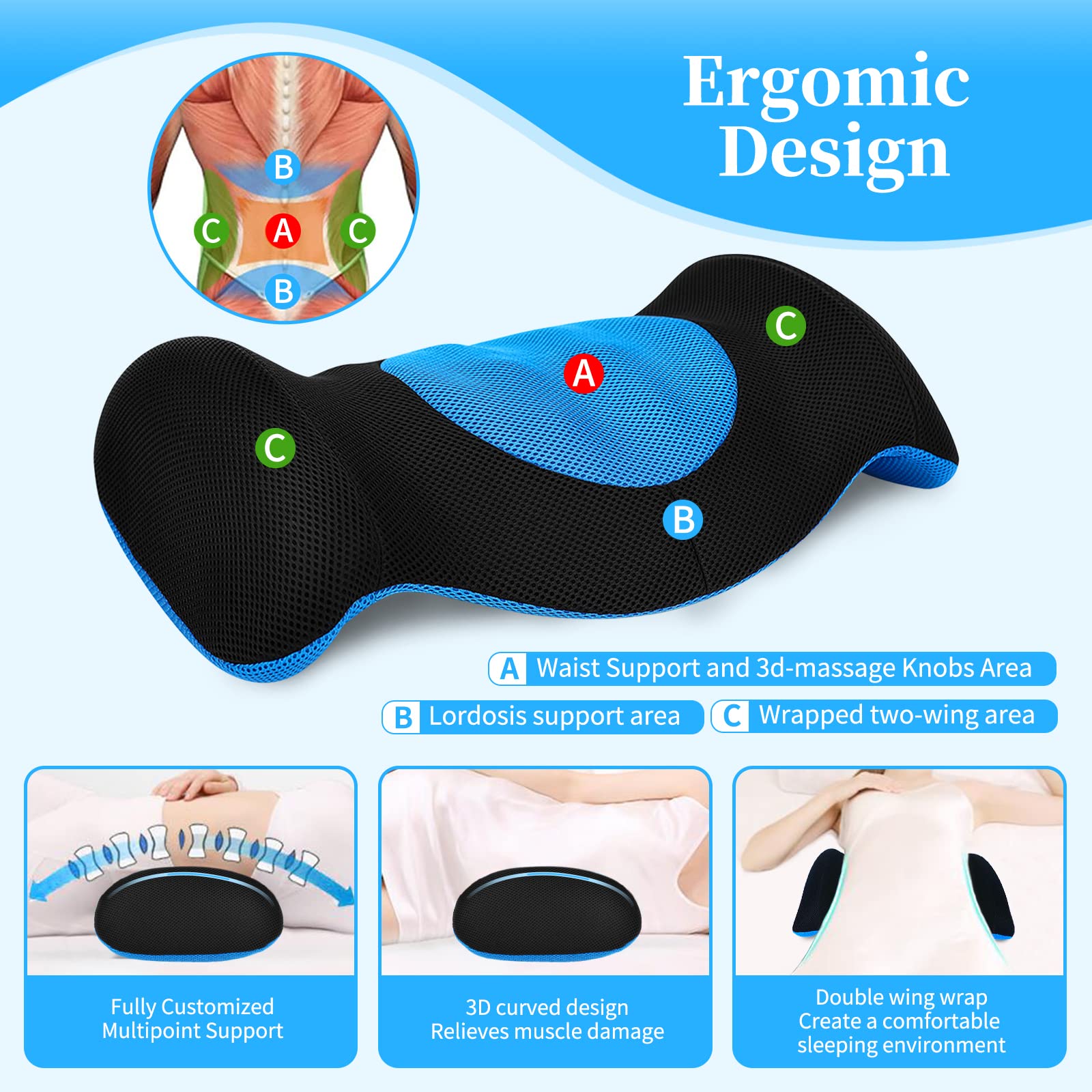 Coussin Lombaire Voiture SAHEYER Mousse Mémoire Forme Ergonomique - Soutien Bureau Canapé Lit