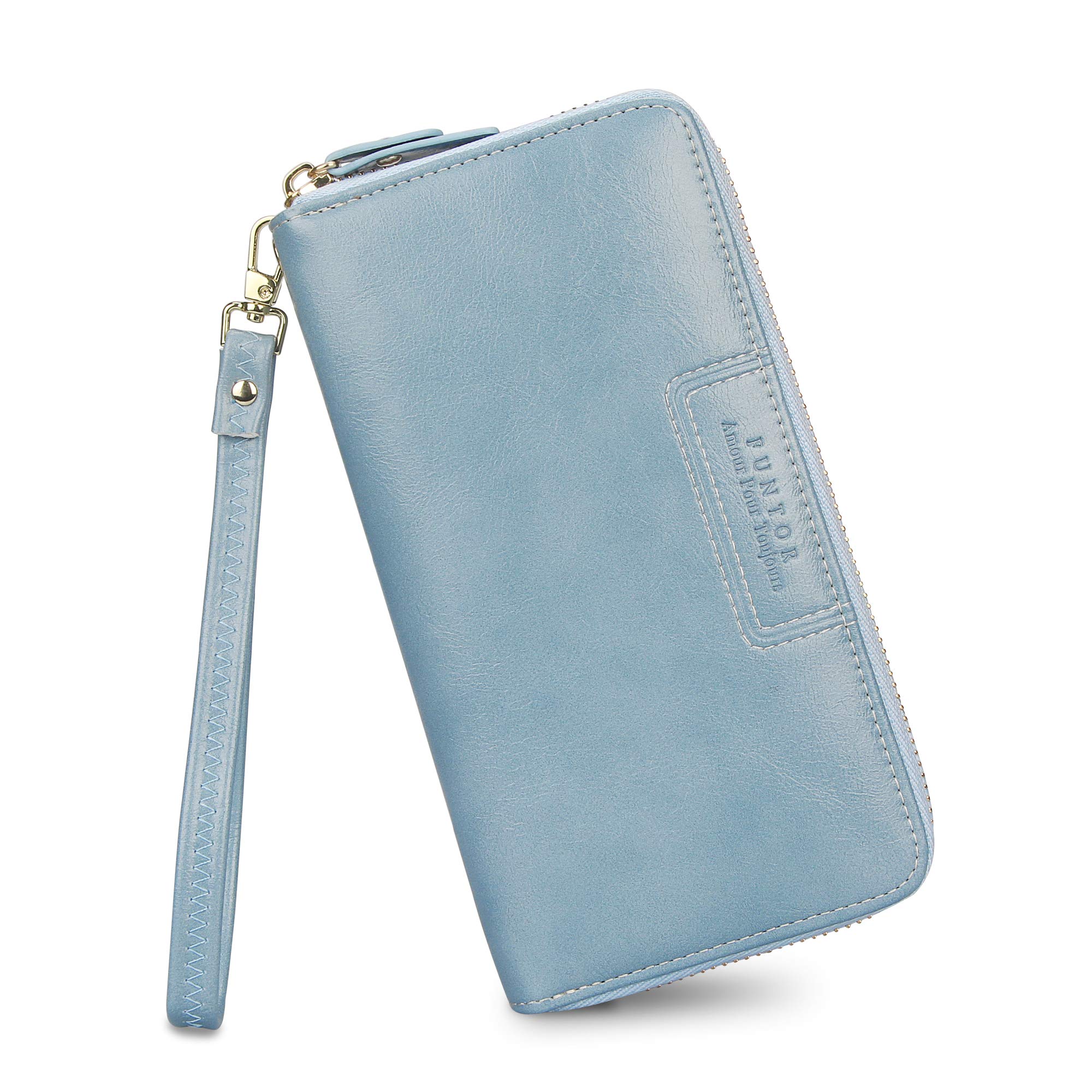 FT FUNTOR Wristlet Wallets for Women, Ladies PU Vegan Leather Clutch Wallet Zip around Phone Purse Card Holder Organizer